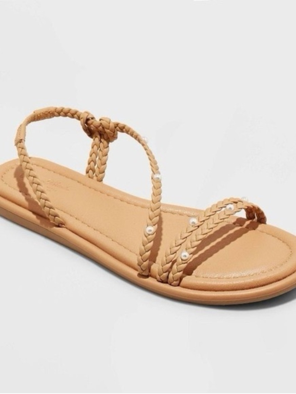 Universal Thread Tan Braided Pearl Strap Sandal